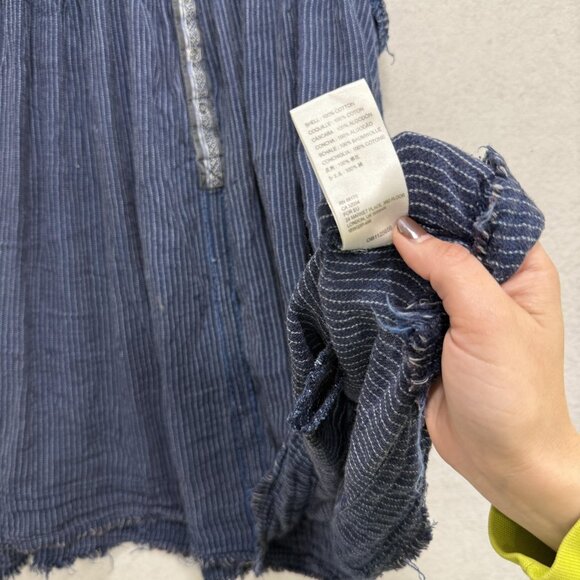 We The Free by Free People Dress Womens Medium Blue Sleeveless Raw Hem Boho - Picture 7 of 9